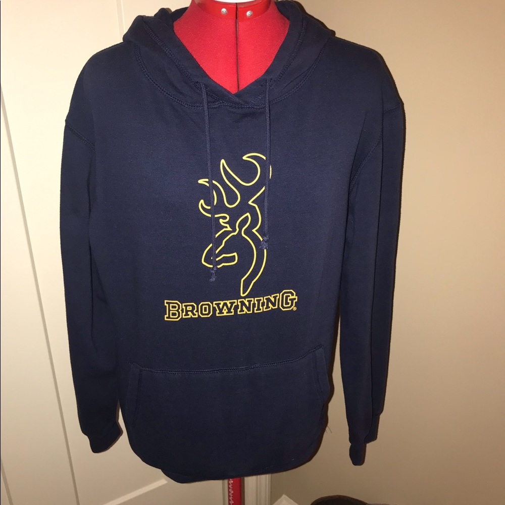 BROWNING NAVY LOGO SWEATSHIRT HOODIE SMALL